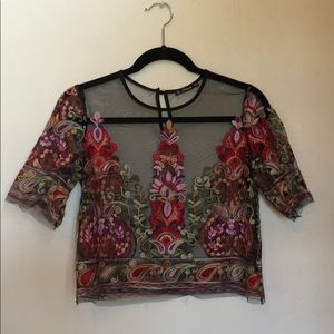 Shein Mesh Embroidered Top